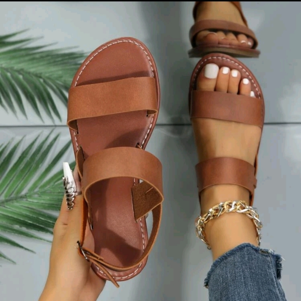 Casual Outdoors Comfy Sandals for Women, Twin Strap Plain Artificial Leather